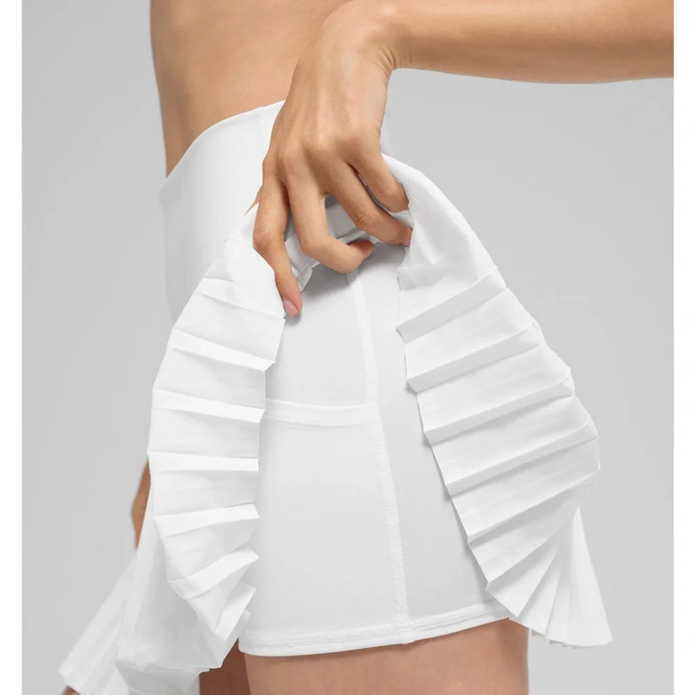 ALO Yoga White Mini Pleated Skirt